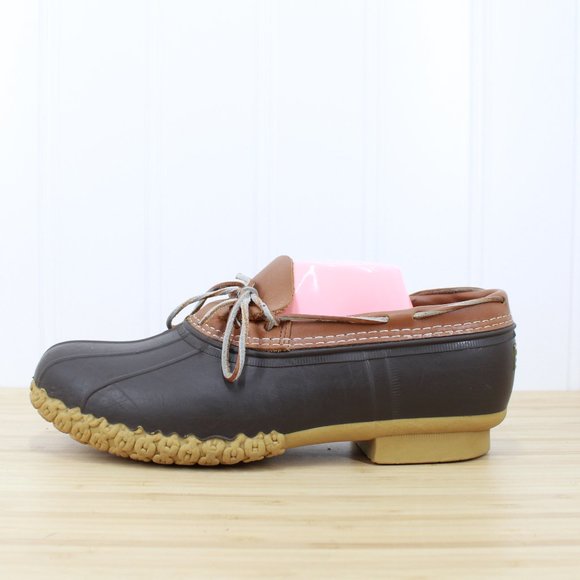 L.L. Bean Other - LL BEAN Low Duck Brown Rubber Leather Bean Shoes Mocs Rain Boots Size 13 W